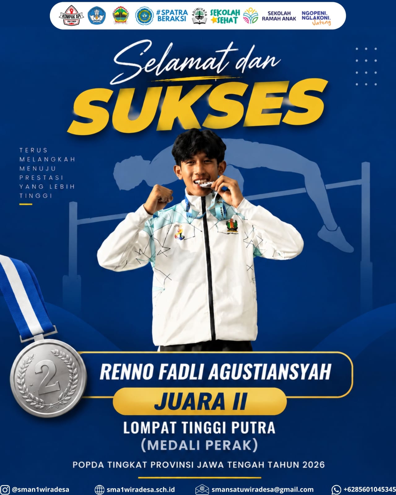 Melompat Lebih Tinggi! Renno Fadli Agustiansyah Bawa Pulang Medali Perak POSEDA Jateng